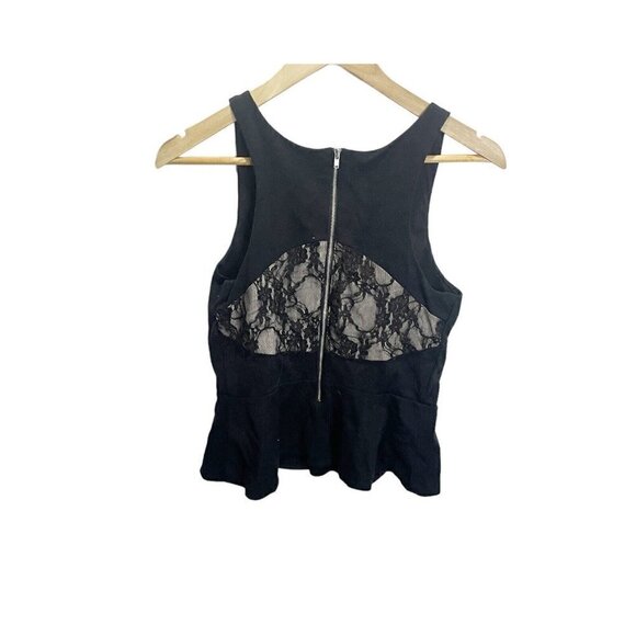 Express Peplum Top With Lace Detail on Back Black Size S Sleeveless Zip Back - Picture 5 of 5